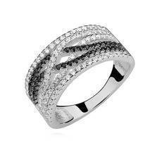 Silver (925) ring with white and black zirconia