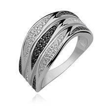 Silver (925) ring with white&black zirconia