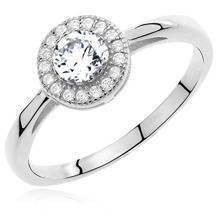 Silver (925) ring with white round zirconia microsetting