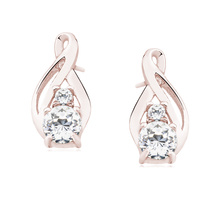 Silver (925) rose gold - earrings with white zirconia