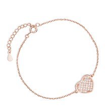 Silver (925) rose gold-plated bracelet, heart with zirconias