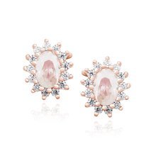 Silver (925) rose gold-plated earings - morganite and white zirconia