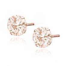 Silver (925) rose gold-plated earrings round zirconia diameter 7mm