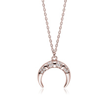 Silver (925) rose gold-plated necklace - crescent with zirconias