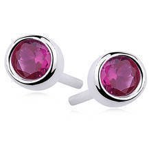 Silver (925) round earrings ruby colored zirconia