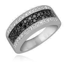 Silver (925) stylish ring with black zirconia