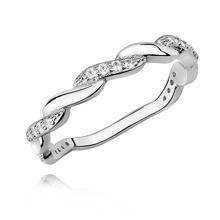 Silver (925) subtle, braid ring with zirconia