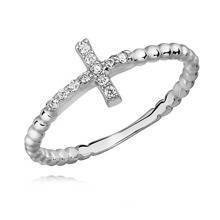 Silver (925) subtle, cross ring with zirconia