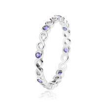 Silver (925) subtle ring with violet zirconias - Infinity