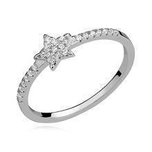 Silver (925) subtle ring with white zirconia - star