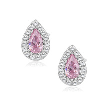 Silver (925) teardrops earrings with light pink zirconia