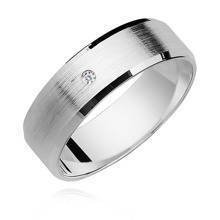 Silver (925) wedding ring, satin with zirconia