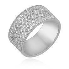 Silver (925) wide ring with white zirconia