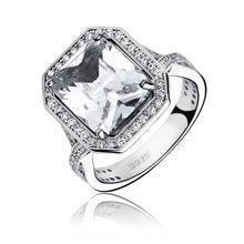 Silver fashionable (925) ring with white colored zirconia