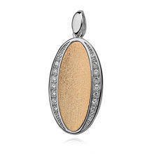 Silver, oval (925) pendant - gold-plated with satin effect
