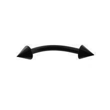 Stainless steel (316L) banana piercing for eyebrow - black with spikes