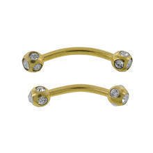 Stainless steel (316L) banana piercing for eyebrow - golden balls with zirconia