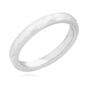 White faceted ceramic ring 3mm