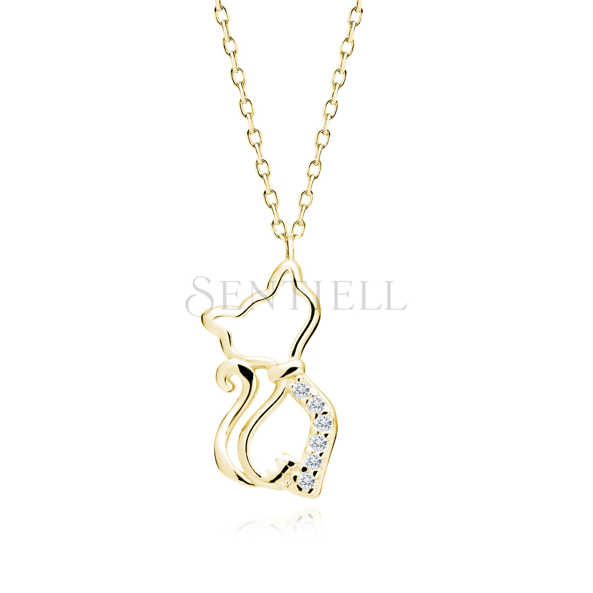 White gold cat on sale necklace