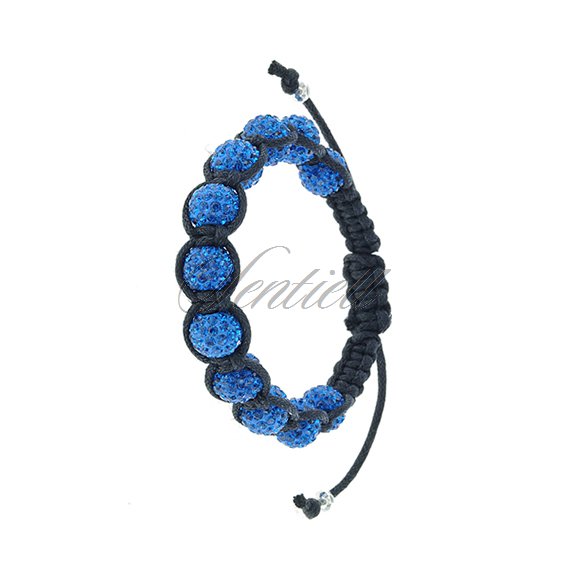 Rope bracelet (925) blue 11 disco balls