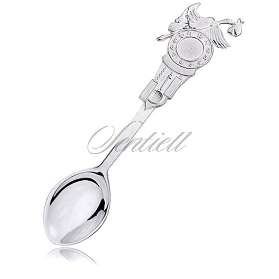 Silver (925) Christening spoon for baby - stork