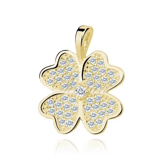 Silver (925) Clover pendant with zirconia gold-plated