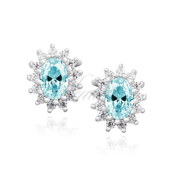 Silver (925) Earrings Aqua Blue colored zirconia
