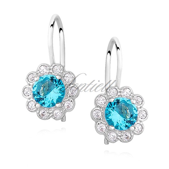 Silver (925) Earrings aquamarine colored zirconia