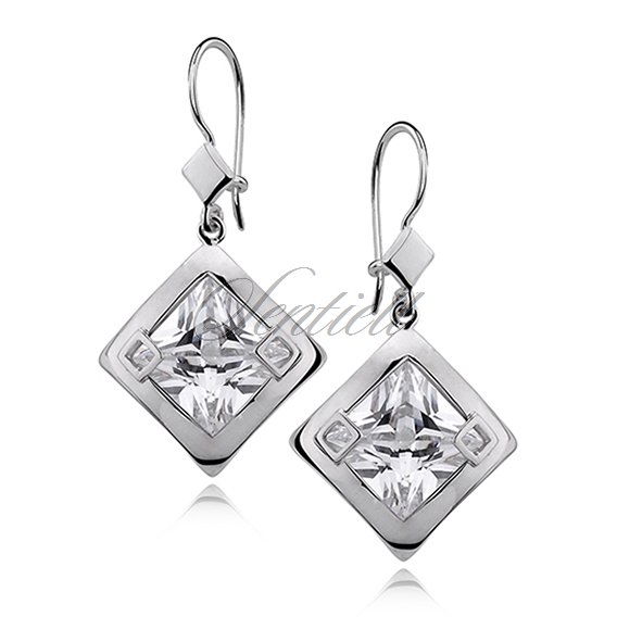 Silver (925) Earrings big white zirconia