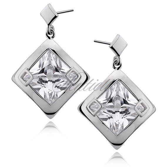 Silver (925) Earrings big white zirconia