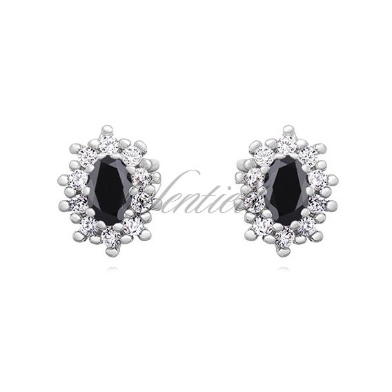 Silver (925) Earrings black colored zirconia