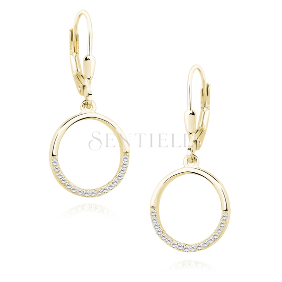 Silver (925) Earrings - cirlce with white zirconia