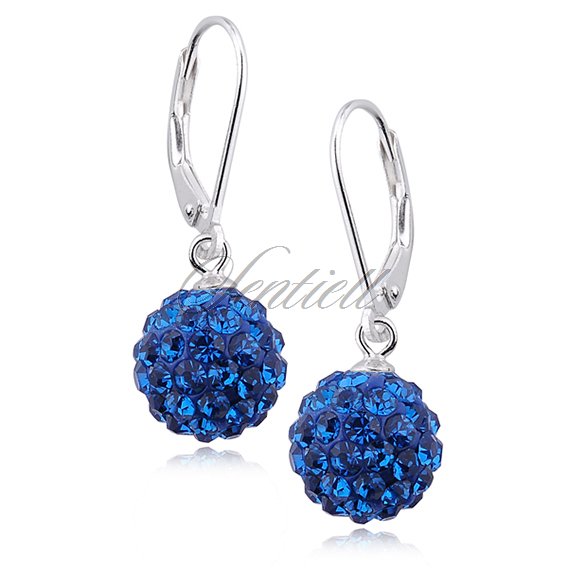Silver (925) Earrings disco ball 10mm capri blue