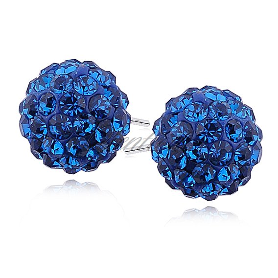 Silver (925) Earrings disco ball 12mm capri blue