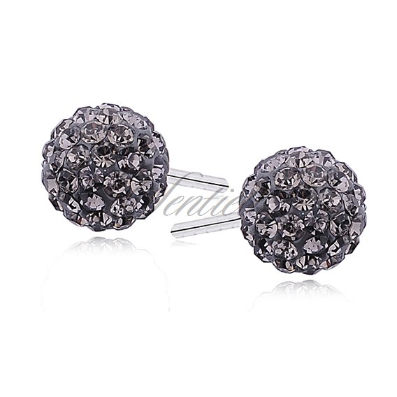 Silver (925) Earrings disco ball 6mm black diamond