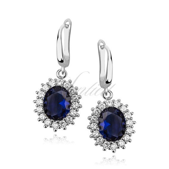 Silver (925) Earrings sapphire colored zirconia