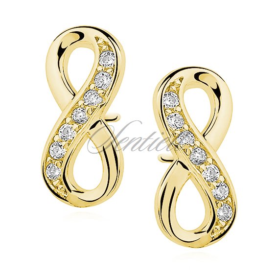 Silver (925) Earrings white zirconia - infinity gold-plated