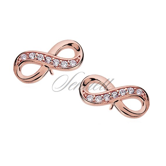 Silver (925) Earrings white zirconia - infinity rose gold-plated