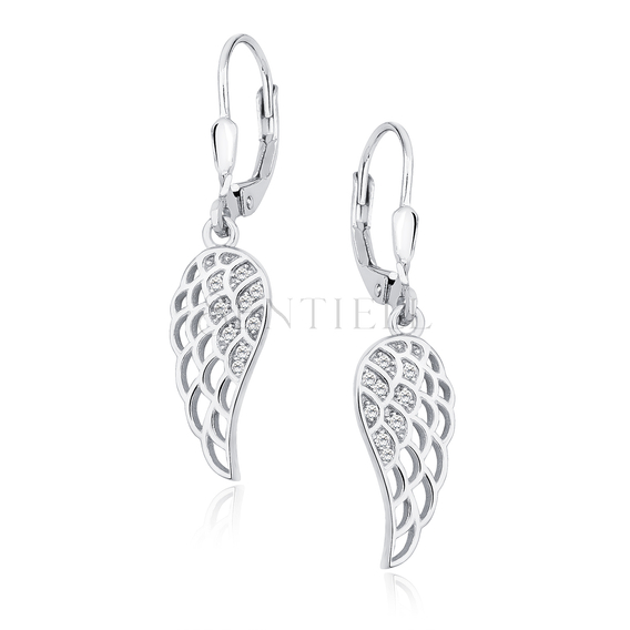 Silver (925) Earrings - wings with white zirconia