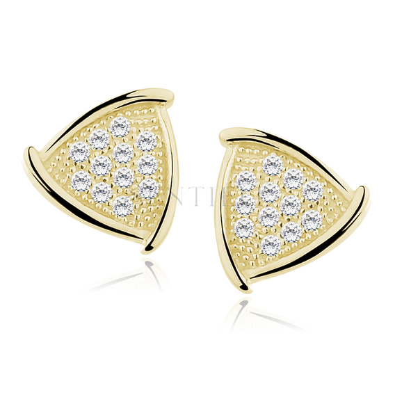 Silver (925) Earrings zirconia microsetting, gold-plated