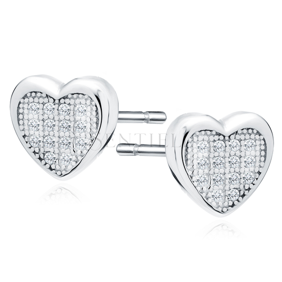 Silver (925) Earrings zirconia microsetting hearts