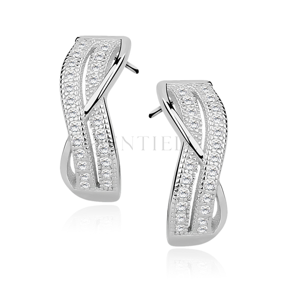 Silver (925) Earrings zirconia microsetting rhodium-plated