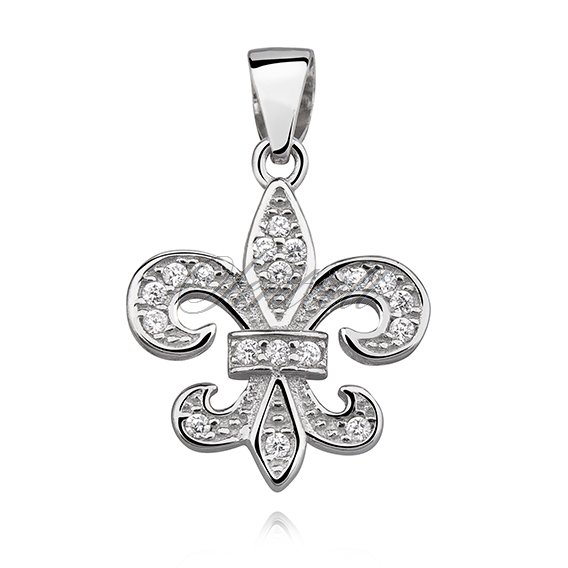 Silver (925) Fleur de Lis pendant with zirconia