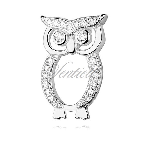 Silver (925) Owl pendant with zirconia