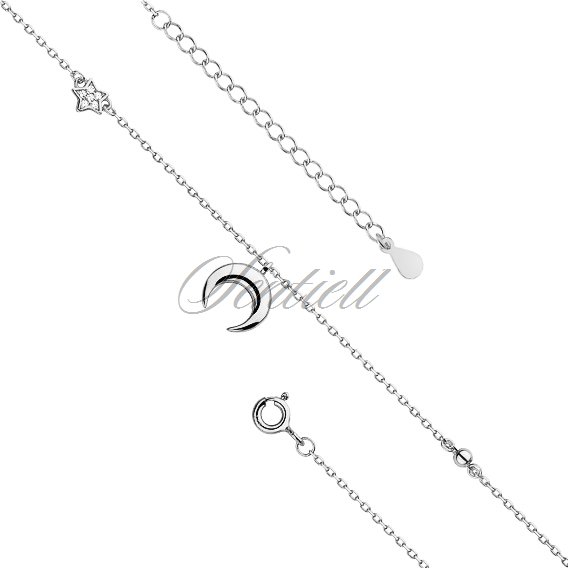 Silver (925) anklet - adjustable size with moon and star pendant