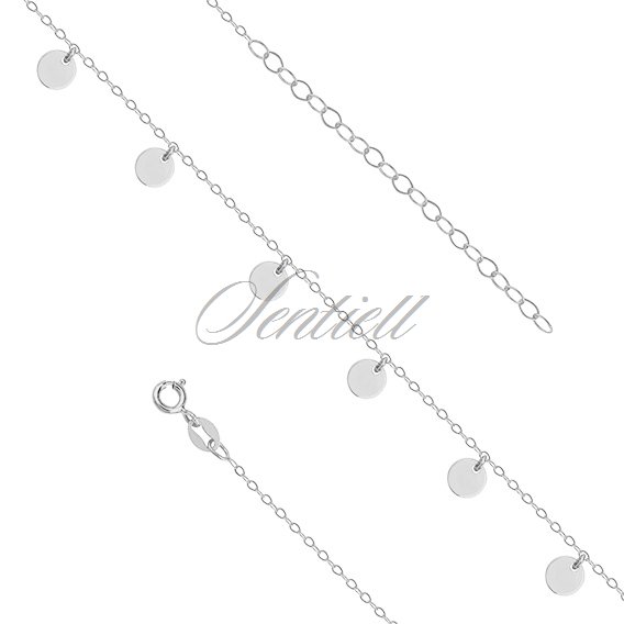 Silver (925) anklet - adjustable size with round pendants