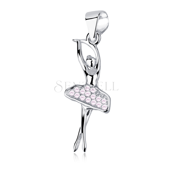 Silver (925) ballerina pendant with light pink zirconia