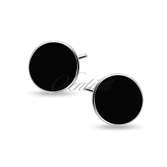 Silver (925) black enameled earrings - circles
