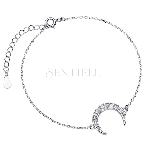 Silver (925) bracelet - crescent with zirconia