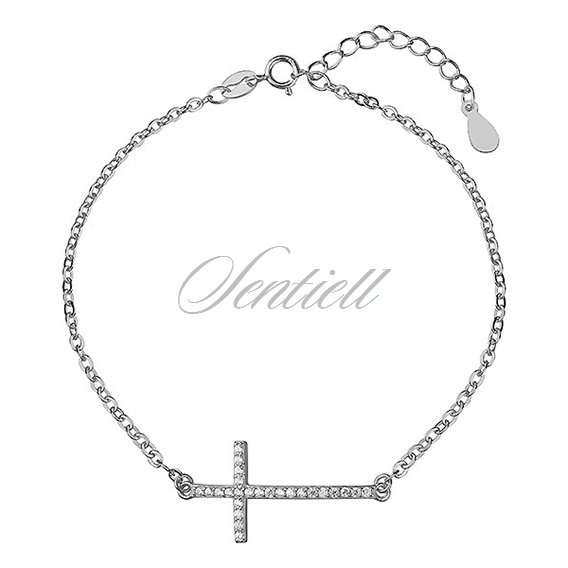 Silver (925) bracelet  - cross with zirconia